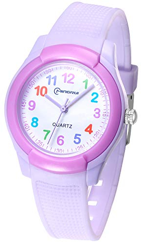 Edillas Kinderuhr Analog für Jungen Mädchen,wasserdichte Armbanduhr Jungen Mädchen Kinder Kleinkind zum Leicht zu lesen Lernen Zeitschule mit Weichem Riemen Lernen Uhren