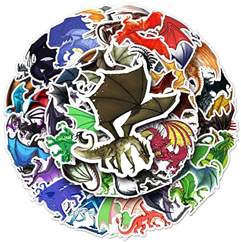 Dragon Sticker for Laptop (100 Pieces), Gift for Children, Teenagers, Adults, Boys, Cartoon Dragon Stickers, Waterproof Vinyl Sticker for Scrapbook, Skateboard, Car, Luggage