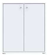 Forte Tempra 2 Kommode mit 2 Türen, Holzwerkstoff, weiß, Bx H xT: 73,7 x 85,5 x 34,8 cm