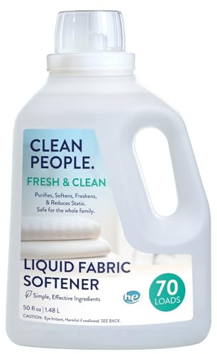 The Clean People Liquid Fabric Softener - Softens & Removes Static Cling - Vegan (50 Fl Oz, Fresh & Clean)
