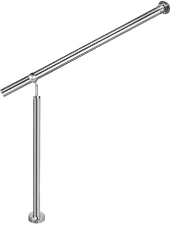 UISEBRT Edelstahl Eingangsgeländer Treppengeländer Handlauf Geländer für Innen Außen Treppen Wandhandlauf mit 1 Pfosten (200 cm)