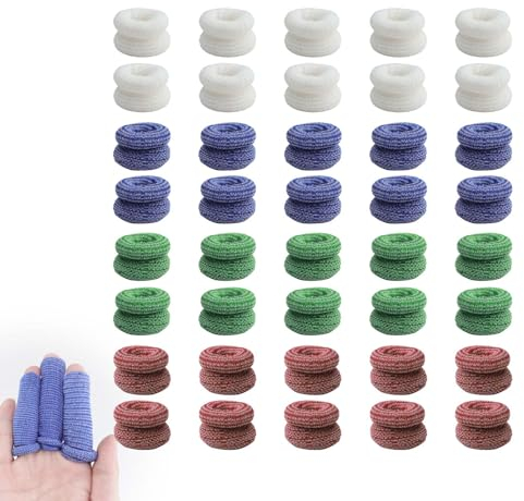 TIANLIN 40 Piezas Venda Tubular Dedos, 4 Colores Apósitos Tubulares Compañeros, Suave y Elástica, Algodón Vendaje de Dedo, Ideal para el Cuidado de Heridas y Trabajos de Precisión