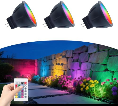 Makergroup RGB MR11 LED Bulb Color Changing 12V, GU4 LED Bulb, 3W MR11 Colored Bulbs, 2700K Plus Multicolor and Dimmable on Remote Control for Low Voltage Landscape Yard Light and Indoor Spotlight