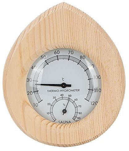 ANKROYU Indicatore di Calore per Sauna, Termoigrometro a Legno 2 in 1 a Forma di Goccia, Termostato per Sauna Termometro Igrometro Bagno Turco Accessori per Sauna