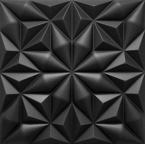 Deccart - 3D Wandpaneele 50x50 cm - Paneele Wand Wall Panels Deko Wandverkleidung Innen Panel Deckenverkleidung Decke Deckenpaneele Platten Styropor EPS-Polystyrol Onyx 8 m², 32 Stück,Schwarz