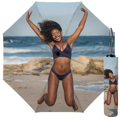 JeathFea Personalisierter Foto Regenschirm - Design Personalisiert Foto Regenschirm - Damen Schirm mit Auf-Zu Automatik - windsicherer Taschenschirm - für Männer Frauen Familie Geschenk