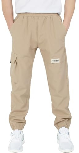 CAMLAKEE Pantalons Imperméables Enfants Softshell Garçons Randonnée en Plein air Pantalon de Jogging Cargo