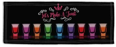 BRITISH MADE GIFTS Multicoloured Shot Glasses Lets Make A Toast Design Microfibre Bar Towel Gin Bar Pub Beer Mat