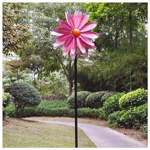 WindräDer Aus Metall FüR Den Garten 149cm Magische WindmüHle Aus Metall Groß XXL Windrad Groß FüR DraußEn FüR Den AußEnbereich,Terrasse, Rasen,Pink