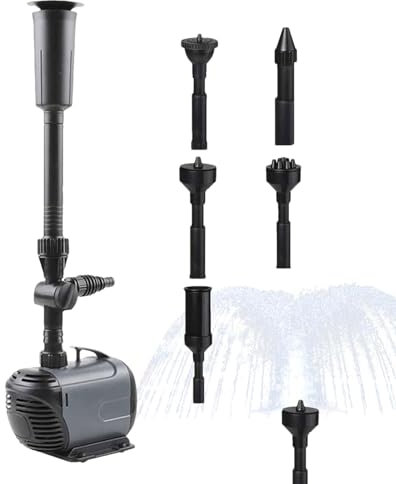 Tauchpumpe – Springbrunnenpumpen-Set, Filterpumpe | Gute Abdichtung Brunnenwasserpumpe mit einstellbarer Durchflussoption, energieeffiziente Edelstahl-Teichpumpe für große Teiche, ABS + Edelstahl