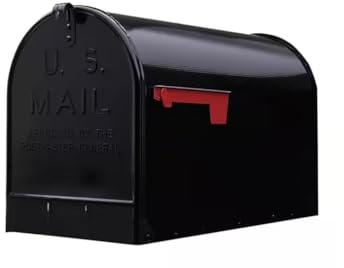 Plexon Jumbo Size Rural Mailbox, 3175 cu-in Capacity, Galvanized Steel, Powder-Coated, 15 in. H x 11.69 in. W x 24.82 in. L, Black, Extra Large