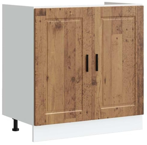vidaXL Mobile Base lavello Porto Legno Vecchio 80x46x81,5cm Truciolato, Mobile Base Cucina, lavello Cucina Mobile Base, lavello Base