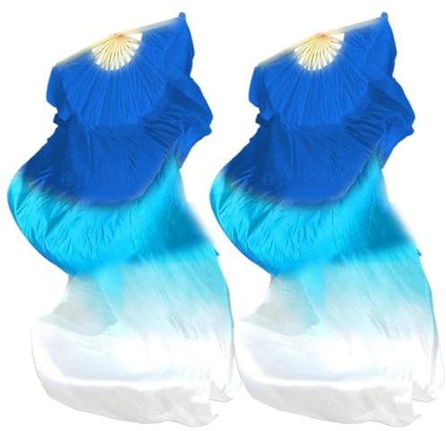 1 paire d'éventails de voile de soie dégradée pour danse du ventre, drapeaux longs et fluides de danse nationale chinoise pour danseuse, spectacle d'art, performance scolaire