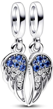 Amieween 925 Sterling Silver Charm for Women Bracelets Necklace Sparkling Splitable Angel Wings Dangle 5A Cubic Zirconia Valentine DayCharms for Women