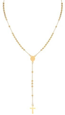Eigso 3MM Oro Collana per Uomo Donna Collana Rosario Santa Croce Cristiana Ciondolo Crocifisso per Uomo Donna