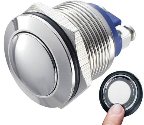 Pulsanti istantanei per campanello, 16 mm pulsante di avviamento, IP67, impermeabile, 250 V, 220 V, AC 12 V, 24 V, 36 V DC, 3 A, morsetti a vite, pulsante campanello, in acciaio inox, per auto