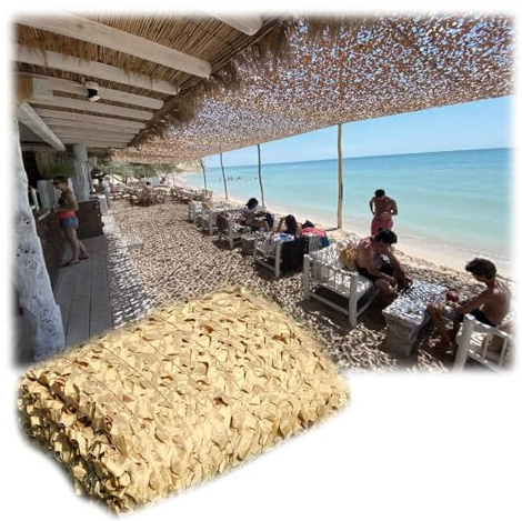 Voile d'ombrage Sable 1.5x2 3x6 4x4 3x5 2x3 5x8 10x10m, Filet de Camouflage Net de Chasse, Filet d'ombrage Exterieur for Patio Jardin Terrasse Extérieur Toile Ombrage(Beige,10x19(m))