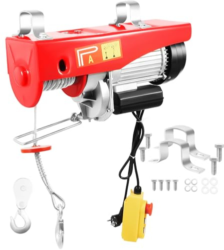 Cabrestante eléctrico con mando a distancia, elevador de cadena 1600W, 1000 kg, altura de elevación de 12 m con un cable/altura de elevación de 6 m con dos cables