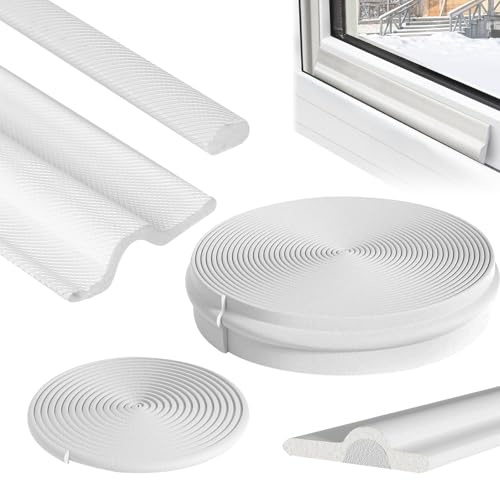 6m Fenster Dichtungsband Selbstklebend, Fensterdichtung Dichtungsstreifen, Fensterdichtband Zugluftstopper Schaum Siegel Streifen Schalldämmung für Fenster Türrahmen Haustür (Weiß)