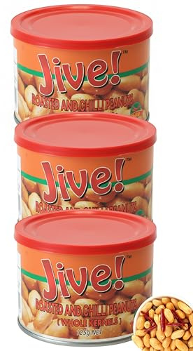 Jive - Light Salted Peanuts Cocktail, Party Snack, Plant-Based Protein, After School Snack, Roasted Chilli Peanuts, Salted Nuts, LASTING FRESHNESS (Pack Of 3 x 125g Tin)