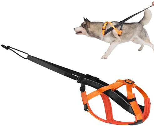 Tsawntd Hunde-Zuggeschirr, verstellbares Hundeschlittengeschirr für Verhaltenstraining, Gewichtheben, Canicross, Ski-Jöring, Orange, einfache Halftergeschirre
