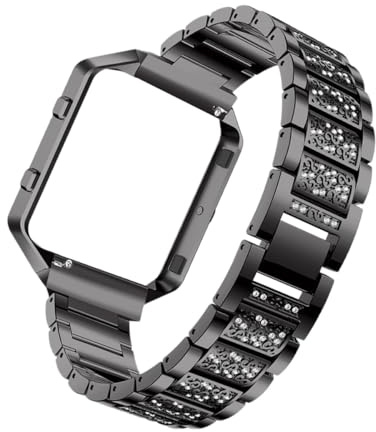 FESTFENDS Klockarmband i Svart Metall med Diamantdetaljer Elegant Ersättningsrem och Klocktillbehör för Stilfullt Vardagsbruk och Bekväm Passform