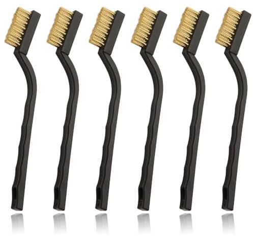 LONZIKP Cepillos de Alambre de Latón 6P Pequeños para Eliminar Óxido, Limpieza Suave Multiusos de Metal, Joyas y Herramientas sin Rayar.