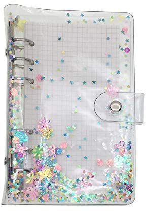 A6 / A5 6-håls färgglatt PVC-omslag, rund ringmapp med snäppfäste, löst bladmapp, anteckningsbok, påfyllningspaket, DIY, scrapbooking, skydd för pärmskydd (Petal, A6 mini set)