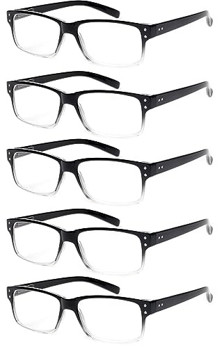NORPERWIS Reading Glasses 5 Pairs Quality Readers Spring Hinge Glasses for Reading for Men and Women (5pcs - Black/Clear, 2.00)
