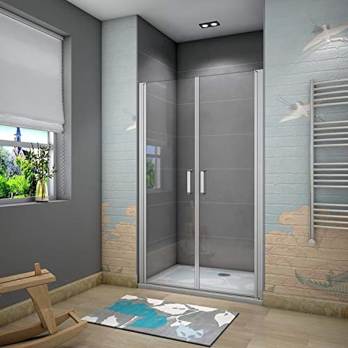 AICA SANITARIOS Mampara de Ducha Puerta Abatible Doble 5mm (81-85) x185cm Gris