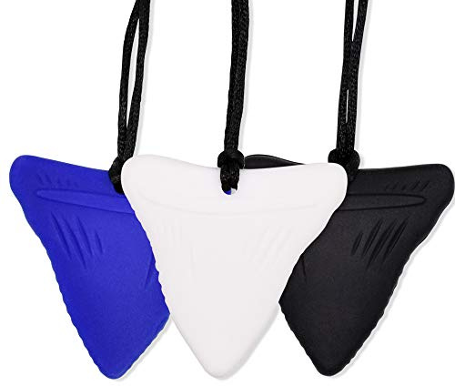 Shark Tooth Chew Necklace, Sensory Chew Necklace Bundle for Kids with Chewing, Teething, ADHD, Autism, Biting Needs, Oral Motor Chewy Teether, Made from Food Grade Silicone Safety, for Boys&Girls
