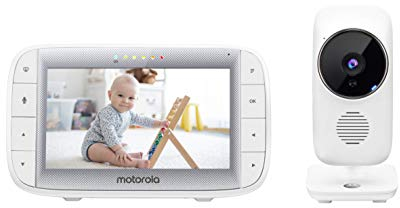 Motorola Baby MBP 485 - Babyphone con fotocamera - Schermo 5 - Temperatura, microfono, zoom, ninne nanne - Bianco