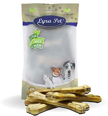 Lyra Pet® | 5 STK. Kauknochen ca. 30 cm | Naturbelassener Kausnack | Proteinreicher Hundeknochen zur Zahnreinigung | Langer Kaugenuss aus Rinderhaut | Nährstoffreich | Fettarmer Kauartikel