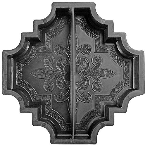 @tec Betonform Schalungsform Gießform Polypropylen (Kunststoff) - Gehwegplatte/Terrassenplatte französische Lilie Orient - Randstück 29.5x29.5x4.5cm