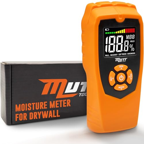 American MUTT Tools Pinless Moisture Meter | Non-Destructive Wood Moisture Meter for Walls, Drywall, Wood and Masonry | Moisture Detector for Walls, Moisture Meter Drywall Pinless, Moisture Sensor