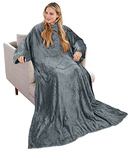 Catalonia Classy Coperta indossabile con maniche regalo per adulti donne uomini, extra caldo pile leggero accogliente coperta corpo, TV avvolgere coperta di lancio con tasca