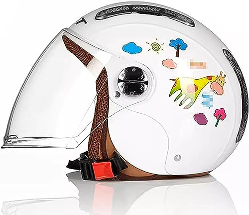 Kinder Motorradhelm, Jungen Und Mädchen Rollerhelm, Mofa Helm, Jethelm Mit Sonnenblende, Fahrradhelm, 49-57Cm, Für 3Jahre - 12 Jahre Kid. D,52-56cm