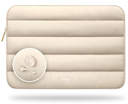 Vandel Puffy Laptop Sleeve 13-14 Zoll Laptop Hülle Beige Süße für Damen Tragetasche Laptop Cover für MacBook Pro 14 Zoll MacBook Air M2 Sleeve 13 Zoll iPad Pro 11 2,9