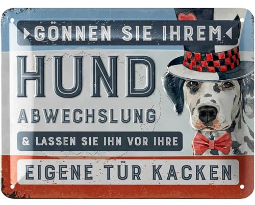 LANOLU Blechschild Hund Abwechslung 15x20cm