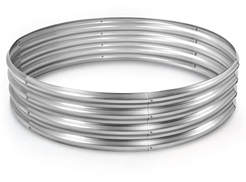 Land Guard Galvanized Round Large Metal Raised Garden Bed Kit - Planter Boxes for Outdoor Vegetables