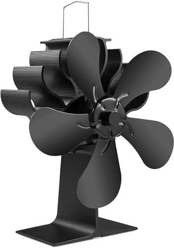 Ailgely Kaminventilator 5 Blätter Kamin Ofen Ventilator, Wärmebetriebener Ofenventilator, Kaminöfen Ohne Strom Hitzebetrieben Kamin Ventilator für Holz/Holzbrenner/Kamin Erhöht/Pellet/Klotzöfen