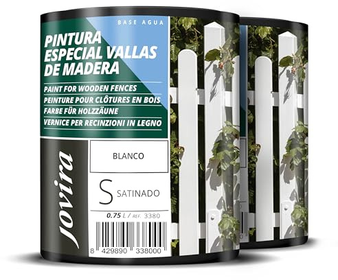 JOVIRA PINTURAS Pintura Vallas de Madera, Esmalte para Madera exterior para Vallas,Garajes, etc. (2X750 Mililitros, Blanco) B-5