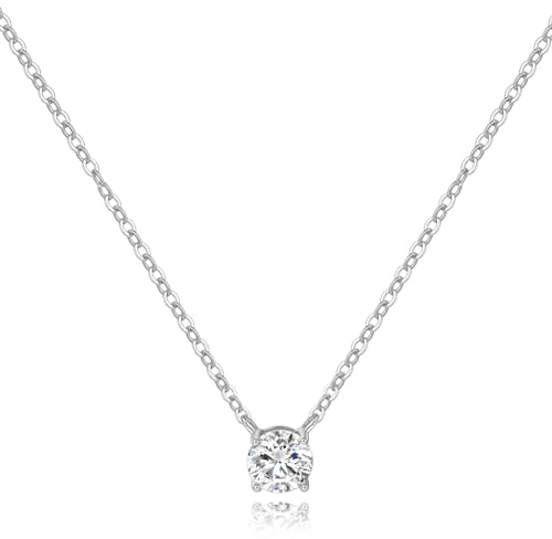 Cosie Lily Collana Donna, Cuore Argento Sterling 925 Punto Luce Donna girocollo , Ciondolo in Zirconia Cubica, Regalo Compleanno Natale per Mamma Moglie Fidanzata, Regali per Lei