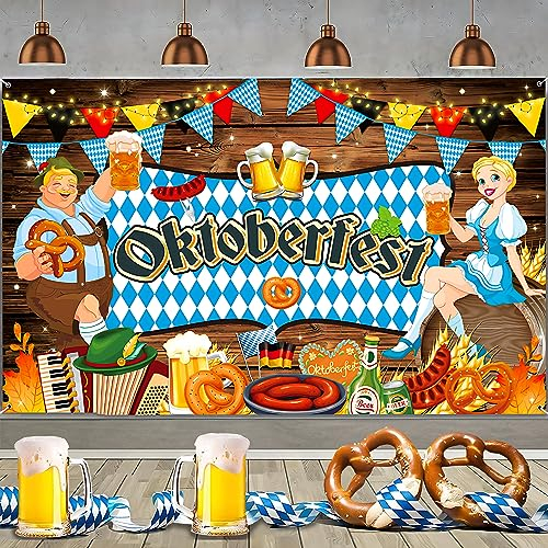 Oktoberfest Fotowand, 185x110cm Banner Deko für Party, Indoor Outdoor Bierzelte, Garten