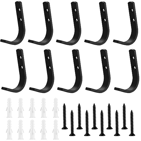 Appendiabiti Nero Opaco, 10 Pezzi, Ganci per Cappotti, Ganci per Asciugamani, Fissaggio a Vite, Ganci da Muro per Appendiabiti, Giacche, Cappotti, Abiti, Sciarpe, Ganci per Borse, 85 x 60 mm