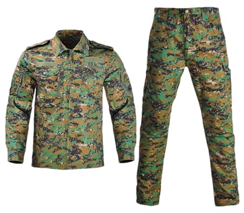 ZMIN Männer Atmungsaktive Camouflage Jagdbekleidung Taktische Anzüge Angeln Camping Training Anzug Jacke + Hose Armee Uniform Militär Jungle Digital XS