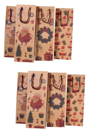 ABOOFAN 8 Stk Weihnachtsweinbeutel Geschenkbeutel Taschen Masse Wein-geschenktüte Braune Geschenktüten Tragetaschen Für Wein Rotweinbeutel Einkaufen Kraftpapier Weihnachtspapier Schüttgut
