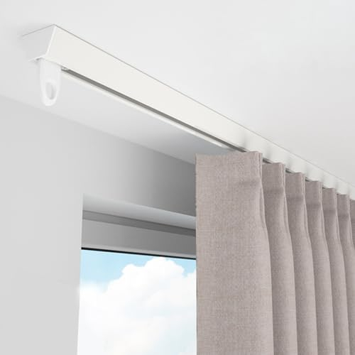 Vorhangschiene Gardinenschiene Gerade Vorhangschienen für die Deckenmontage, 2 3 4 5 6 7 8 9 10 11 12m Aluminium-Schiebevorhangschienen-System Privatsphäre Raumteiler Pole, Erkerfenster/Haus/Büro/Ba
