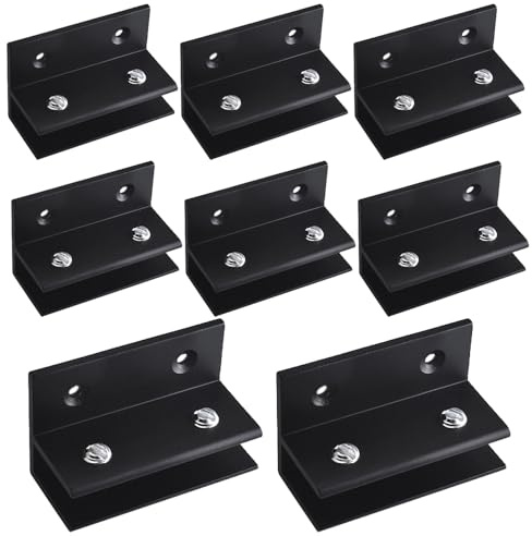 8er Pack Glasklemmen, F Form Glas Regal Halterung, Glashalter Glasregal für 10-12mm dickes Glas, Holz [Schwarz]