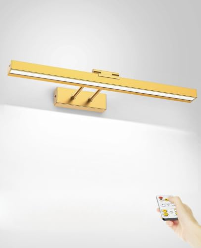 LABOREDUCER Rechargeable LED Picture Lights for Wall,Dimmable Battery Operated Wireless Picture Lights Brass Gold 4000mAh with Remote,Cordless Art Light Adjustable Degree with Magnet,Dart Board Light